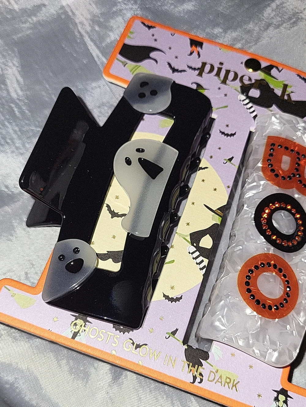 Piper K Halloween BOO and GHOST glow In Dark Hair Clip BRAND NEW